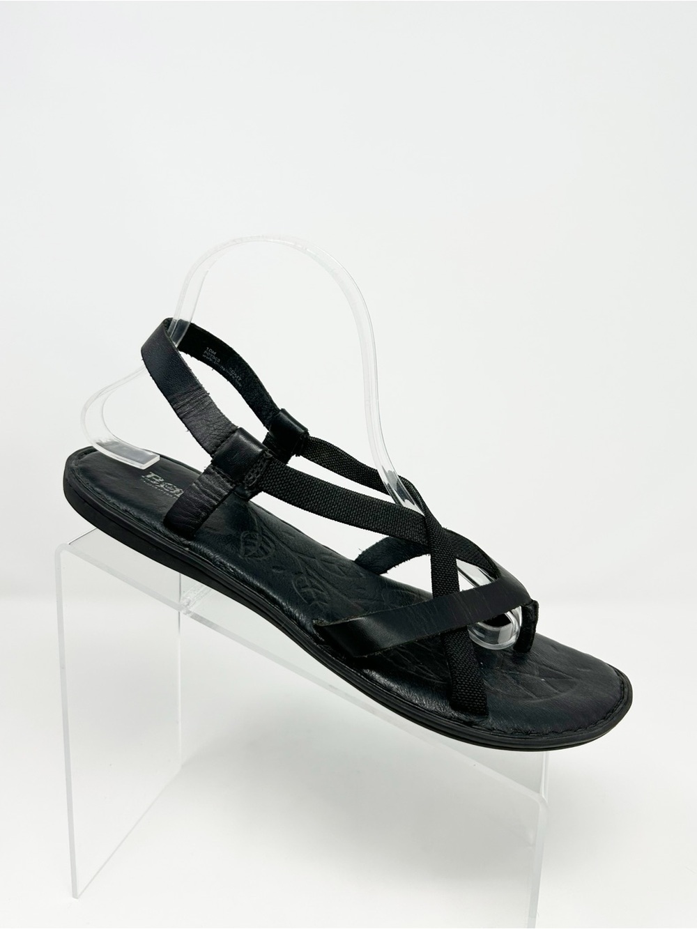 Born Slingback Thong Sandals Womens Black Strappy Flat Casual Travel Size 10